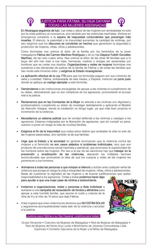 Pronunciamiento Grupo Venancia, Matagalpa