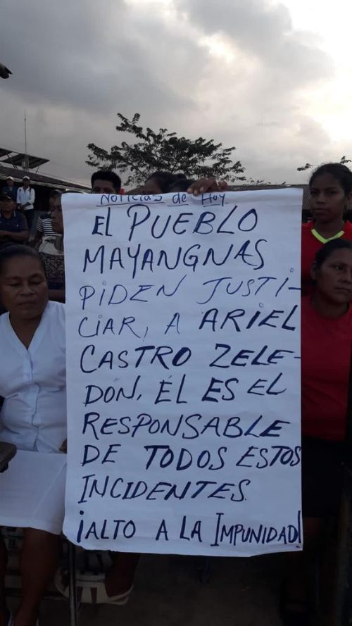 Cartel mayangna en Musawas