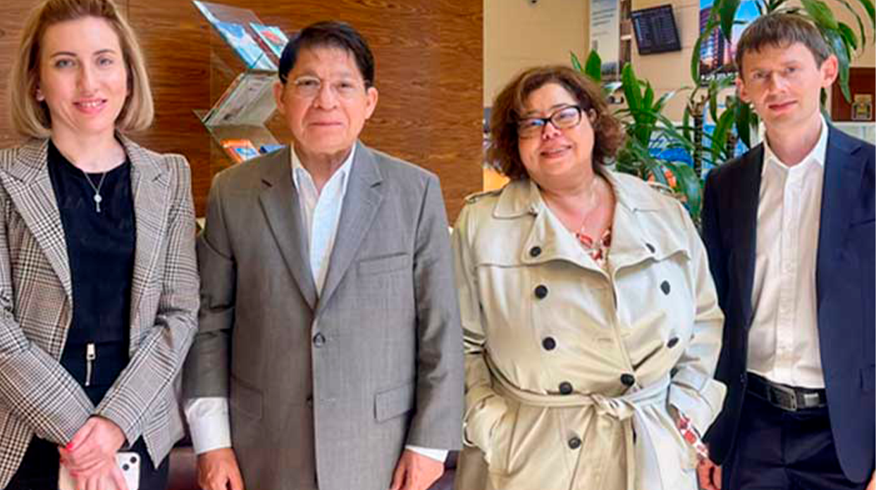Denis Moncada, canciller orteguista, junto a la embajadora de Nicaragua en Rusia, Alba Torres, de visita en Abjasia y Bielorrusia. Foto Tomada medios oficialistas